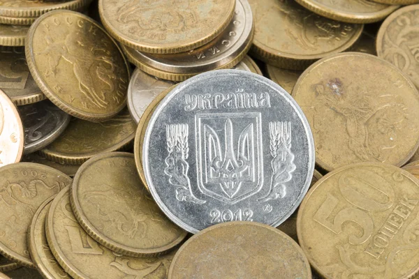 Roubles Russes Pièces Monnaie Ukrainiennes — Photo