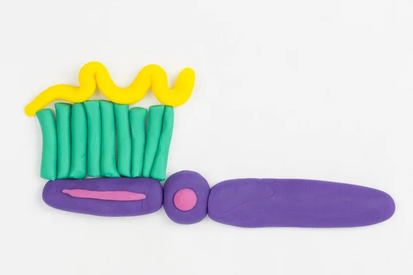 Plasticine tandenborstel. — Stockfoto