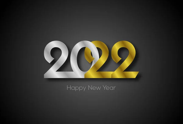 Šťastný Nový Rok 2022 Přáníčko Zlaté Stříbrné Metalické Logo 2022 — Stock fotografie