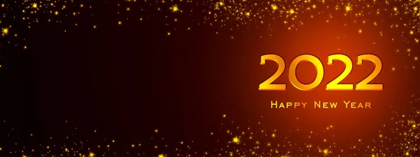 Gelukkig Nieuwjaar 2022 Feestelijke Bruine Gouden Banner Met Sprankelingen Kopieerruimte — Stockfoto