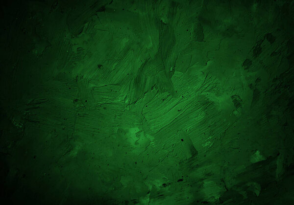 Dark green grunge plaster texture background with rough strokes 