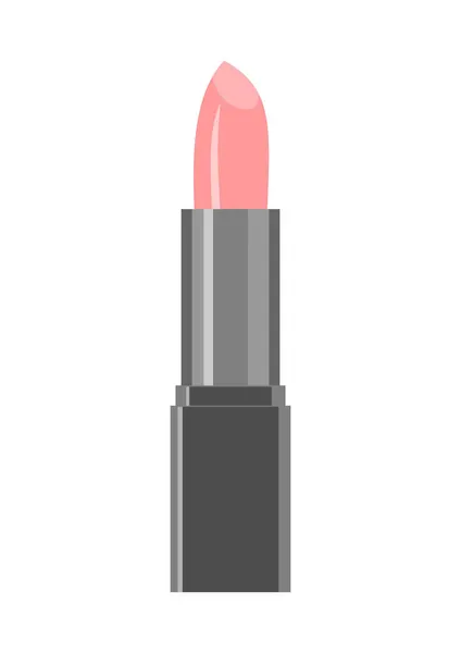 Pinkfarbener Lippenstift Einem Grauen Etui Auf Weißem Hintergrund Vektorillustration — Stockvektor
