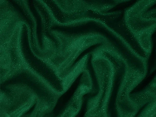 Glänsande Grön Smaragd Skrynklig Textur Elegant Tyg Bakgrund — Stockfoto