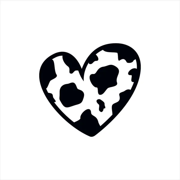 Чорне Коров Яче Велике Серце Білому Тлі Векторні Ілюстрації — стоковий вектор