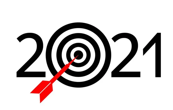 Logo 2021 Negro Rojo Forma Números Instrumentos Dardos Sobre Fondo — Vector de stock