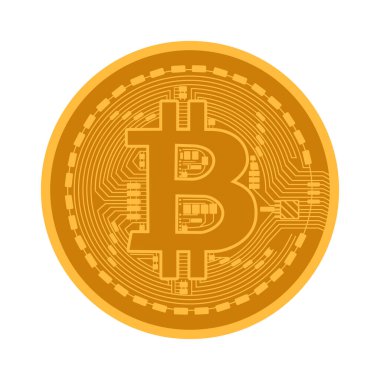 Beyaz arka planda izole edilmiş altın bitcoin. Şifreli para birimi sembolü. Düz vektör illüstrasyonu