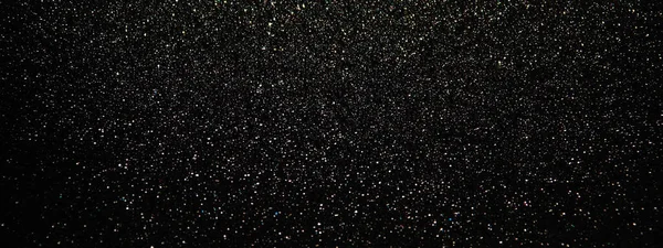 Black Glowing Glitter Texture Background Festive Banner — Stock Photo, Image