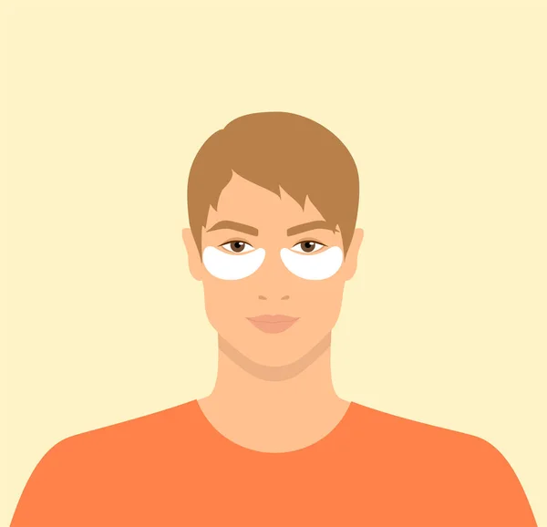 Schöner Kaukasischer Mann Mit Weißen Augenflecken Gesicht Konzept Der Hautpflege — Stockvektor