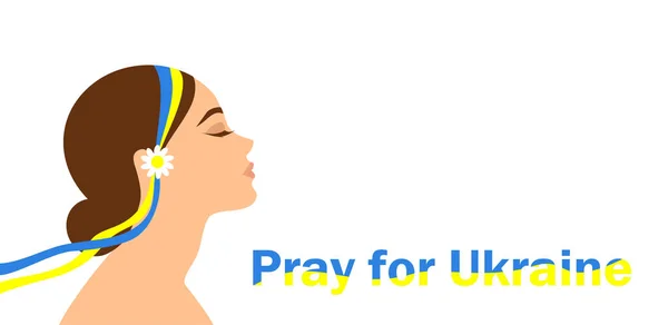 Моліться Україну Дівчинка Блакитної Жовтої Стрічок Молиться Мир Україні — стоковий вектор