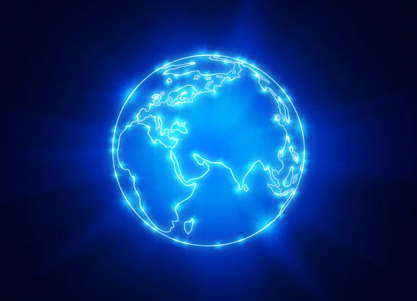 Schitterende Planeet Aarde Met Contouren Van Continenten Een Diepblauwe Achtergrond — Stockfoto
