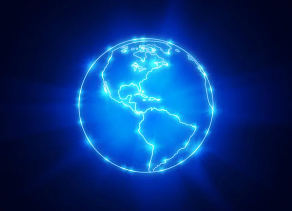 Schitterende Planeet Aarde Met Contouren Van Continenten Een Diepblauwe Achtergrond — Stockfoto