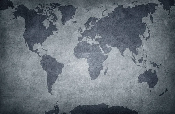 World Map Old Grunge Gray Blue Background — Stock Photo, Image