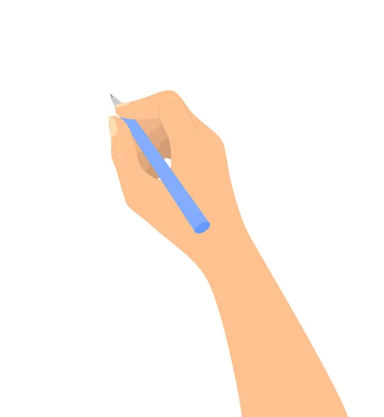 Handschrift Met Een Blauwe Pen Geïsoleerd Een Witte Achtergrond Platte — Stockvector