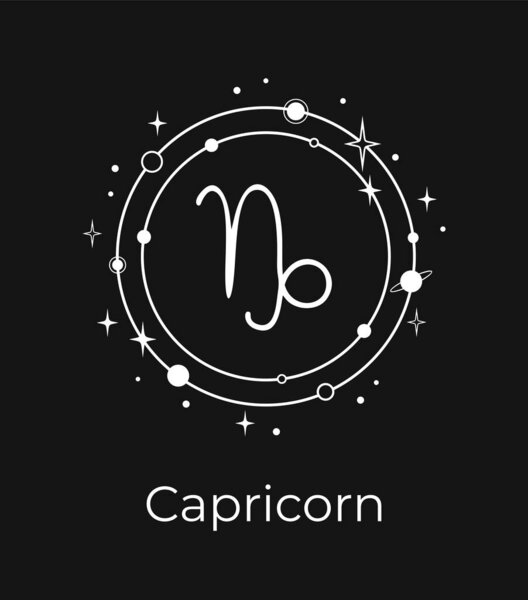 White zodiac circle with zodiac signs and names on a black background. Vector illustration