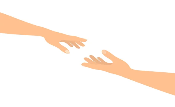 Female Male Hands Reaching Each Other Woman Giving Hand Man — Archivo Imágenes Vectoriales