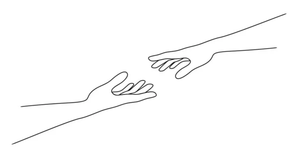 Female Male Hands Reaching Each Other Woman Giving Hand Man — Vetor de Stock