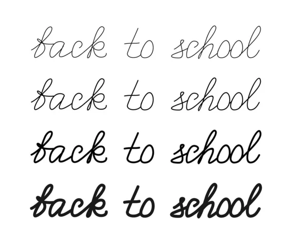 Back School Handwritten Text Different Thicknesses White Background — Stockvector