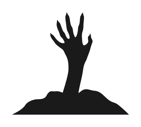 Black Silhouette Halloween Hand White Background Thin Bony Hand Claws — 스톡 벡터