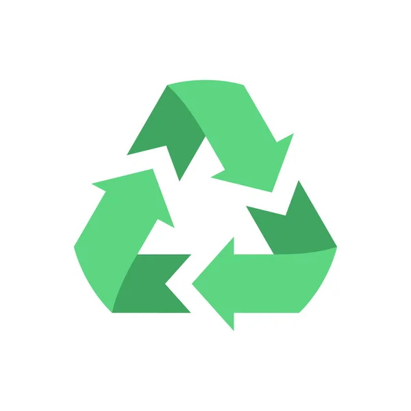 Green Recycling Icon White Background Flat Vector Illustration — Stok Vektör