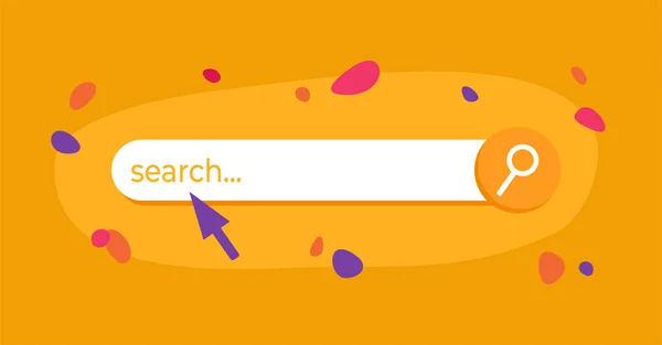 Search Bar Mouse Cursor Orange Background Flat Vector Illustration — Stok Vektör