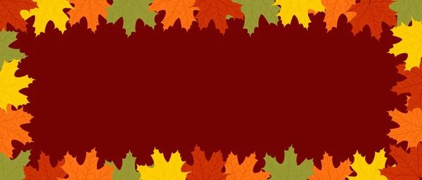 Autumn Frame Colorful Maple Leaves Red Burgundy Background Copy Space — Stock Vector