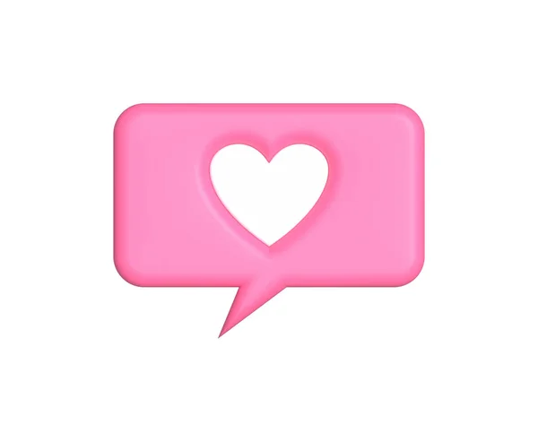 3D粉色矩形反馈图标 心脏在白色背景上 — 图库照片