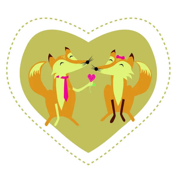 Valentine foxes — Stock Vector