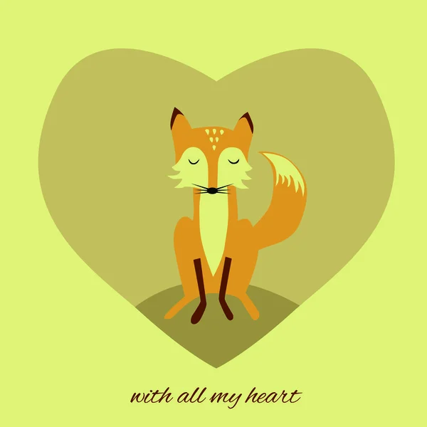 Retro fox in heart — Stock Vector