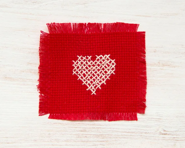 Cross stitched heart — Stock Photo, Image