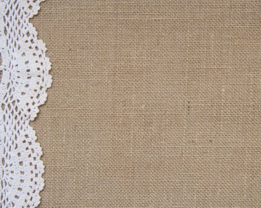 Burlap background with lace
