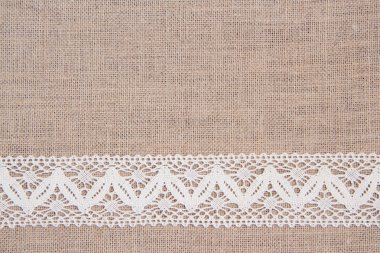 çuval bezi arka plan ile dantel