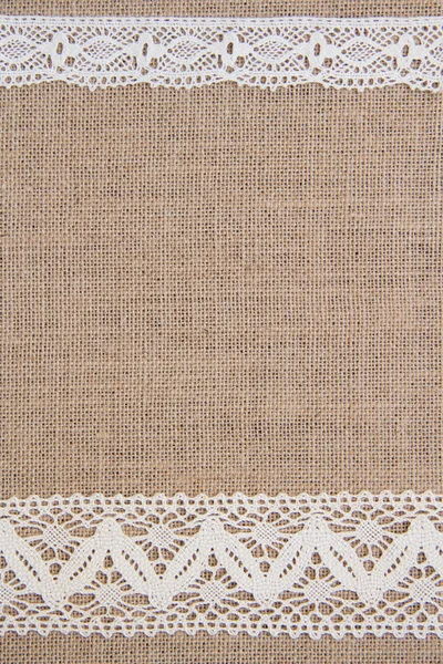 çuval bezi arka plan ile dantel