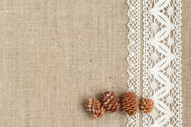 çuval bezi arka plan ile dantel