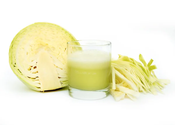 Fresh juice of cabbage on white — Stock Photo, Image