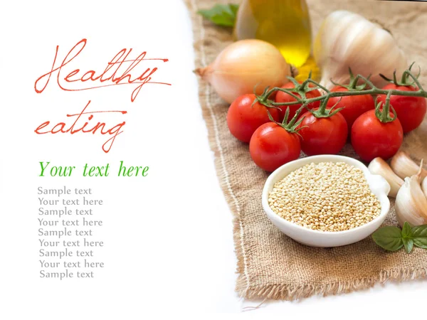 Vegetables and quinoa on a white background — Stock Photo, Image