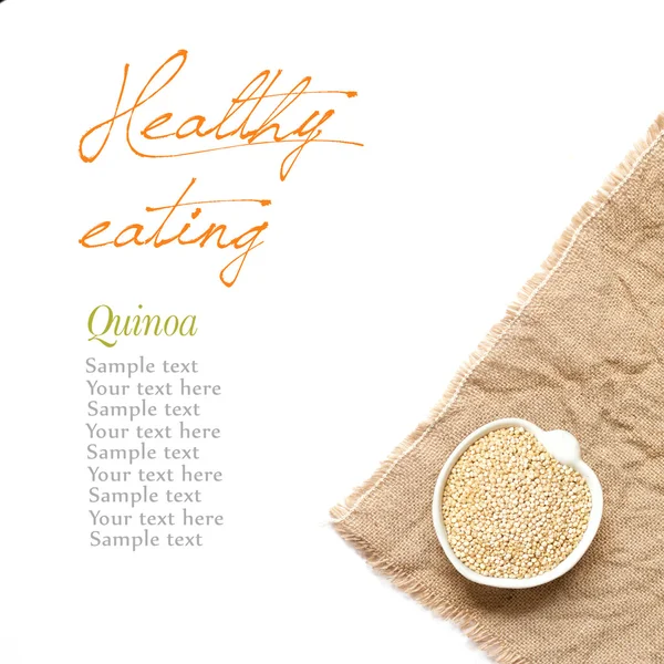 Raw Organic quinoa in a bowl on a white background — Stock Photo, Image