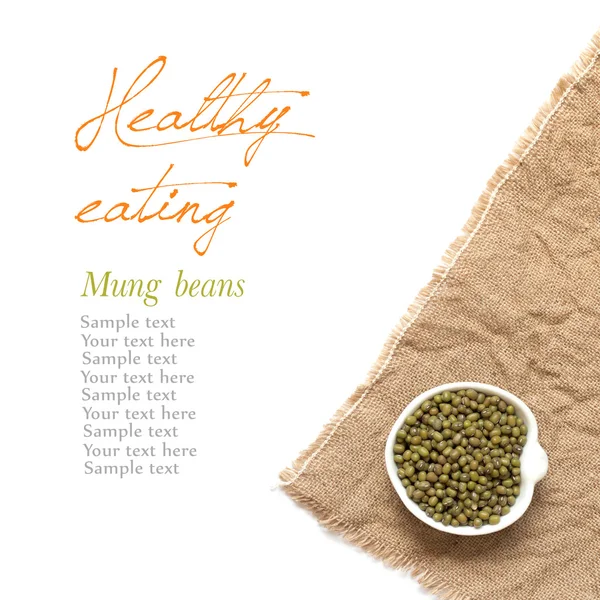 Raw Organic mung beans in a bowl on a white background — Stock Photo, Image