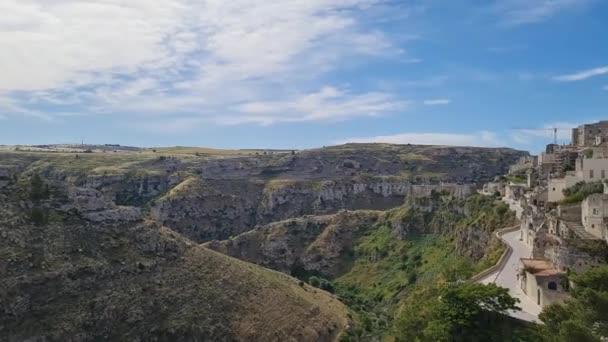 Panorama Dari Kota Kuno Matera Kota Gua Basilicata Italia — Stok Video