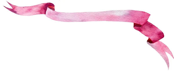 Różowy Baner Akwarelowy Przestrzenią Kopiowania Akwarela Vintage Wstążka Ilustracja Ręcznie — Zdjęcie stockowe