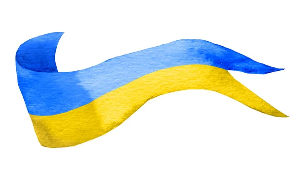 Niebiesko Żółty Sztandar Akwarelowy Przestrzenią Kopiowania Akwarela Vintage Flaga Ilustracja — Zdjęcie stockowe