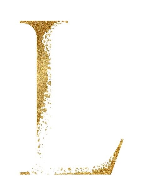 Goldener Glitzernder Großbuchstabe Mit Dispergiereffekt Isolierte Illustration Funkelndes Alphabet Element — Stockfoto