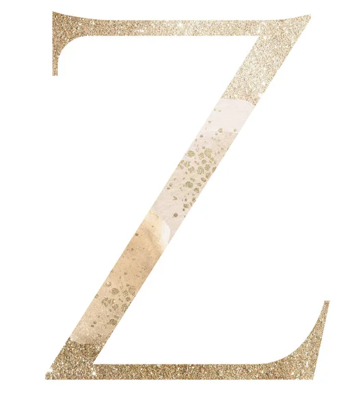 황금빛 대문자 베이지 고립된 디자인을 반짝이는 알파벳 — 스톡 사진