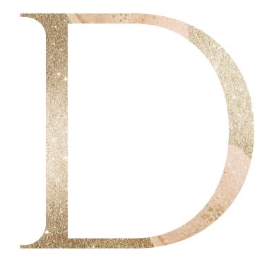 Pastel hafif büyük harf D, bej renkli suluboya lekeler, izole bir illüstrasyon, gösterişli tatil elementi. Düğün ve şenlikli kırtasiye tasarımı için parlayan alfabe sembolü