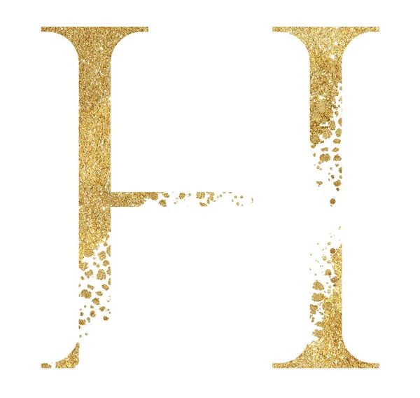 Golden Glitter Capital Letter Dispersion Effect Isolated Illustration Sparkling Alphabet — Photo