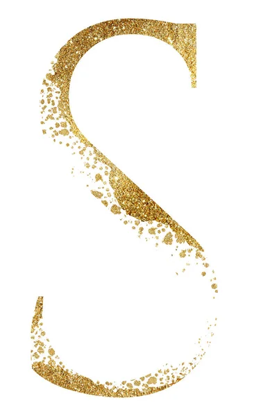 Golden Glitter Capital Letter Dispersion Effect Isolated Illustration Festive Design — Stockfoto