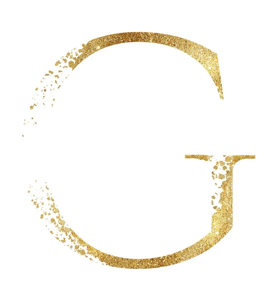 Golden Glitter Capital Letter Dispersion Effect Isolated Illustration Sparkling Alphabet — ストック写真