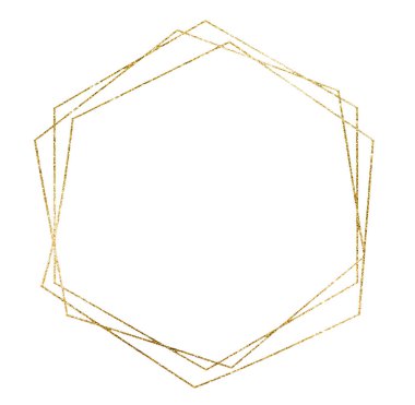 Geometrik altın çerçeve çizimi izole edildi. Düğün kırtasiyesi, tebrik kartları, tatil kırtasiyesi. Boşluğu kopyala