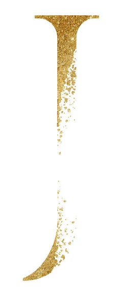 Glitter Dourado Letra Maiúscula Com Efeito Dispersão Ilustração Isolada Elemento — Fotografia de Stock