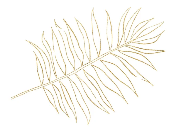 Golden Tropical Watercolor Palm Leaf Outline Illustration Elegant Element Wedding —  Fotos de Stock