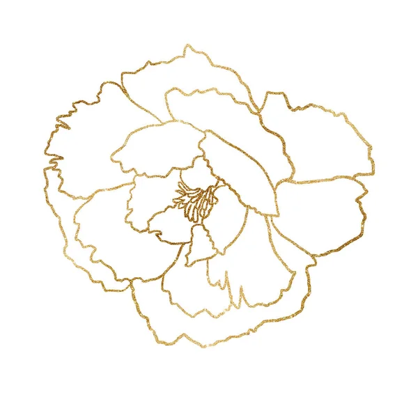 Aquarel Gouden Pioenroos Bloem Illustratie Geïsoleerd Romantisch Bloemstuk Voor Bruiloft — Stockfoto